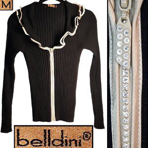 ⏰️Fitted ribbed rhinestone zip sweater 🧾